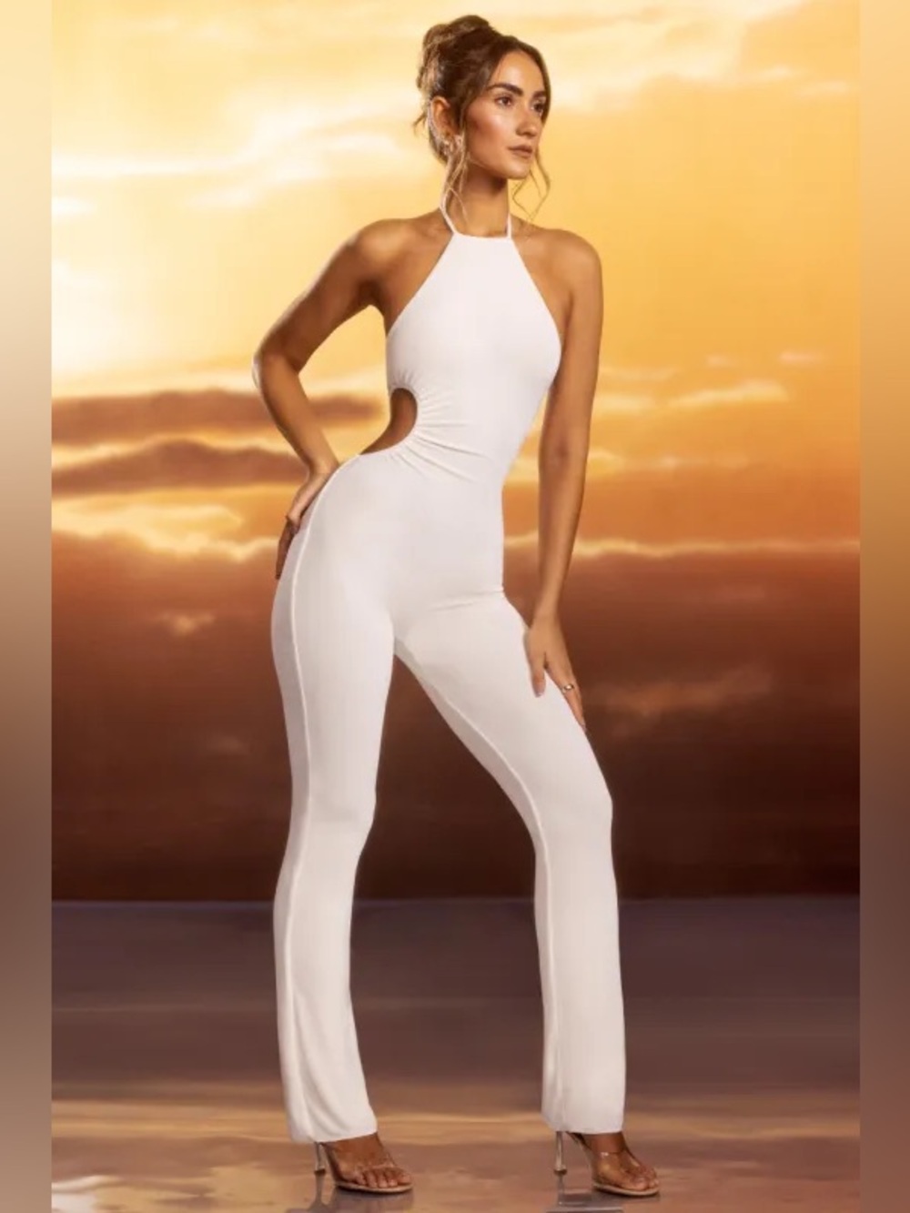 Oh Polly White Cutout Halter Jumpsuit